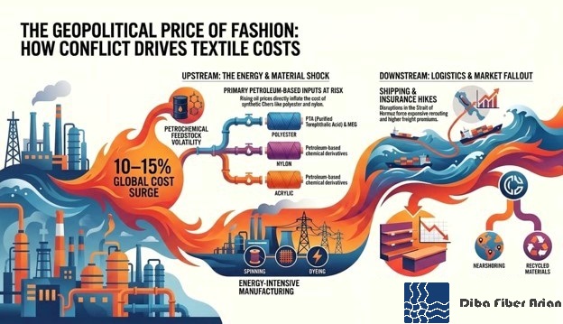 Is USA invasion against I.R. of Iran tearing warp and woof of textile industry especially the polyester fabric?
How is impact of war against Iran on textile sector globally?
USA and Israel attacked I.R. of Iran on Saturday, February 28, 2026, resulted Iran immediate response to block Hormuz Strait where 25% of global energy passes through it. About $20 billion to $25 billion worth of petrochemical products pass through the Strait annually, according to Rabobank, underscoring the fact that continued disruptions to this flow would push producers to pass the higher costs on to consumers. The Middle East accounted for over 40% of polyethylene exports in 2025
Till now, the strait is still under control of Iran and oil transportation is recorded to be the lowest quantity we can remember.
Crude oil, is not only the main source of energy worldwide, it is the motivating motor of global economy due its limitless derivatives such as polymers are used in textile industry. The price of oil increased as a result of Hormuz conflict and high tankers traffic, and increasing insurance cost on the other hand besides of lower production by Gulf countries compared to before USA attack.
Polymers derived from oil can be classified to seven types as below with different properties and therefore different applications:
1. Polyethylene (PE)
At the top of the polymer list, Polyethylene is always shows up. High production amount plus its wide range of applications make it as a most on demand polymer in the world. Polyethylene Terephthalate (PET), is a kind of PE with huge demand globally as a raw material for textile and packaging industries.
In 2025, global production of PET was 31 million tons with 2031 is estimated to be over 40 million tons. In textile sector, PET is referred to by its common name, polyester and its acronym PET is generally used in relation to packaging. PET used in non-fiber applications (like for packaging) makes up around 6% of world polymer production by mass. More than 60% fraction of PET produced for use as polyester fibers. Interesting to know that PET is the fourth-most-produced polymer after PE), (PP) and (PVC).
When speaking about polyester fibers, we mean Synthetic Hollow Fibers and Synthetic Solid Fibers which are usually called Polyester Staple Fiber or PSF commercially.
Only in 2023, demand for PSF was touched 70 million tons for apparel and nonwoven industries. Nearly double the production of cotton as a natural fiber, polyester is till now the most commonly produced and consumed fiber. In Iran, Diba Fiber Arian Company, established in 2004, is among the top producers of hollow fiber and solid fiber with exporting to Iraq, Eurasia countries especially Russia and Persian Gulf countries. On time delivery, high quality, competitive price and customer care services made Diba Fiber Arian Company as a reliable partner among other manufacturers of polyester synthetic producers in Iran.
2. Polypropylene (PP)
The polymer is used in rigid containers, lids, hinges, automotive components, and also textiles.
3. Polyvinyl chloride (PVC)
PVC is one of the well-known of the seven types of polymers with its application in pipes, profiles, cables, windows, flooring, and medical products such as blood bags.
4. Polystyrene (PS)
PS is a low-cost products such as insulating foams, disposable tableware, dry food containers for dry foods and protective packaging.
5. Polyethylene terephthalate (PET)
PET is fundamental when discussing the seven types of polymers, especially in the food and beverage industry. It is used in bottles, containers, trays, and also in the manufacture of textile fibers such as polyester. As we mentioned earlier, its demand for textile industries especially for production of polyester fiber is growing fast. Both hollow and solid fiber are in demand for pillows, blankets and nonwoven industries. To check price of hollow and solid fiber in Iran, you can directly email Diba Fiber Arian Company at sales@dibafiber.com or send message directly to Sales department on our WhatsApp +989108102254.
6. Polycarbonate (PC)
It is used in electrical equipment covers, helmets, visors, lenses and electronic devices.
7. Polyamides (Nylon)
The list of the seven types of polymers is closed by Polyamides as one of the most important materials in engineering applications like in gears, friction-bearing parts, belts, housings and also a wide variety of textile products.
After this brief introduction of main polymer categories, it's time to know affective parameters on their prices. The cost of polymers, affect our living cost and welfare directly. Same as any other commodities, polymers same as PET and its derivatives like polyester fiber affected more by global demand. After that, price of crude oil affects them immediate after changing. Here, we consider effect of USA invasion on Iran on the price of polyester products including polyester fibers.
Increasing price of bottles, resulted lower consumption of mineral water and drinks in developing countries where bottle flakes are main raw material for produce PSF. PSF plants were assumed to be very beneficial in developing countries, however, increasing price of crude oil and therefore PET material makes industry unexpected situation since starting war on February 28, 2026.
Soon after prices started to increase, textile markets showed sign of inflation; Iran war hits especially Asia's polyester suppliers to global fast fashion and polyester production cost surges as petrochemical prices jump.
The sooner effect of war may be seen on apparel cost, it will soon hits Sneakers also; as shoes and sneakers depend on petrochemical materials. Famous brands are being treated by increasing costs for fast-fashion retailers.
SURAT, India, April 24 (Reuters) - A surge in fossil fuel prices since the Iran war is squeezing polyester suppliers and garment makers across India and Bangladesh, threatening to raise like Zara and H&M.
Supply chain is disrupted as a result of USA invasion on Iran; polyester yarn manufacturers are paying at least 30% more for the petro derived material.
Below chart shows that number of vessels passes through Hormuz strait drop to less than 10 after war started.
The pain now obviously is being felt across the clothing supply chain as energy crisis had drastically pushed up the cost of chemicals, dyes, insurance and shipping.
A survey among German industries published on March 31, 2026, shows impact of war on them.
Accounting for 59% of global fiber production and used in many kind of dresses, polyester dominates the textile industry. Trend for using polyester fiber of recycled source like PET bottles could cushion some of the oil-driven cost pressure for polyester fabric manufacturers. However, recycled polyester still accounts for about 12% of polyester production globally although production of polyester has increased in 2025 and before US attach on Iran.
The price of polyester staple fiber (PSF) of China jumped around 30% after war started in Persian Gulf. The effect of Hormuz Strait inflict was significantly higher than the effect of Russia-Ukraine conflict.
Even manufacturers whose main products are based on cotton, polyester yarn price (sewing thread that feeds their sewing machines), fuel price and logistics cost, face higher prices compared with before war.
The below photo shows how textile industry relies on crude oil and petrochemicals and how shipping squeezed it after Iran war.
Although Asian countries felt the impact soon after the US-Israel invasion of Iran, the effects extended far beyond the region. Rising costs of Polyester fiber—particularly hollow fiber and solid fiber used in nonwoven products—also put significant pressure on manufacturers in North America and Europe, squeezing profit margins across the segment. Nonwoven products made from Polyester staple fiber (both hollow and solid types) serve a broad range of applications. These include everyday personal care items, healthcare products, and industrial goods such as filters. As a result, higher fiber prices quickly translated into increased production costs for a wide array of downstream industries.
According to Fastmarkets’ price assessments based on March benchmarks, different grades of Polyester, polypropylene, and viscose fibers, along with superabsorbent polymer, recorded notable price increases in both the US and Europe. These rises ranged from 4% to 11% compared with February levels, reflecting the rapid transmission of cost pressures through the supply chain.
At the same time, polymer suppliers stepped up their exports to Europe during March. This shift, combined with stronger demand from European buyers, created upward pressure on prices and led to a sharp increase in feedstock costs for the production of Synthetic Fiber even in the United States. Looking further ahead, PET fiber prices in some countries have already climbed by as much as 28% since the beginning of the conflict. While Chinese PET fibers are also expected to rise, the pace of increase is projected to be more gradual.
